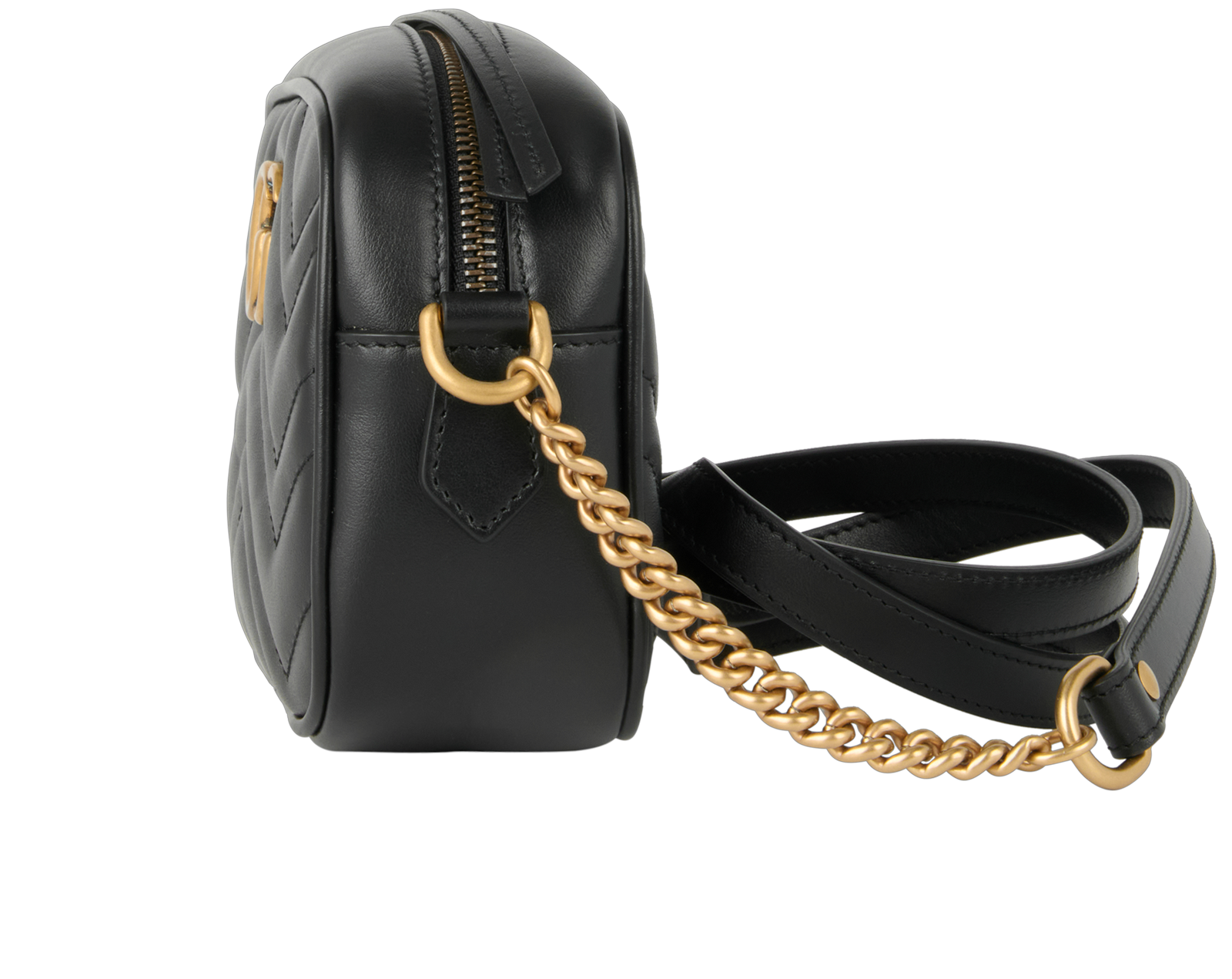 Marmont Camera Bag, &pound;850, Handbags, Black, Leather, Bottom view